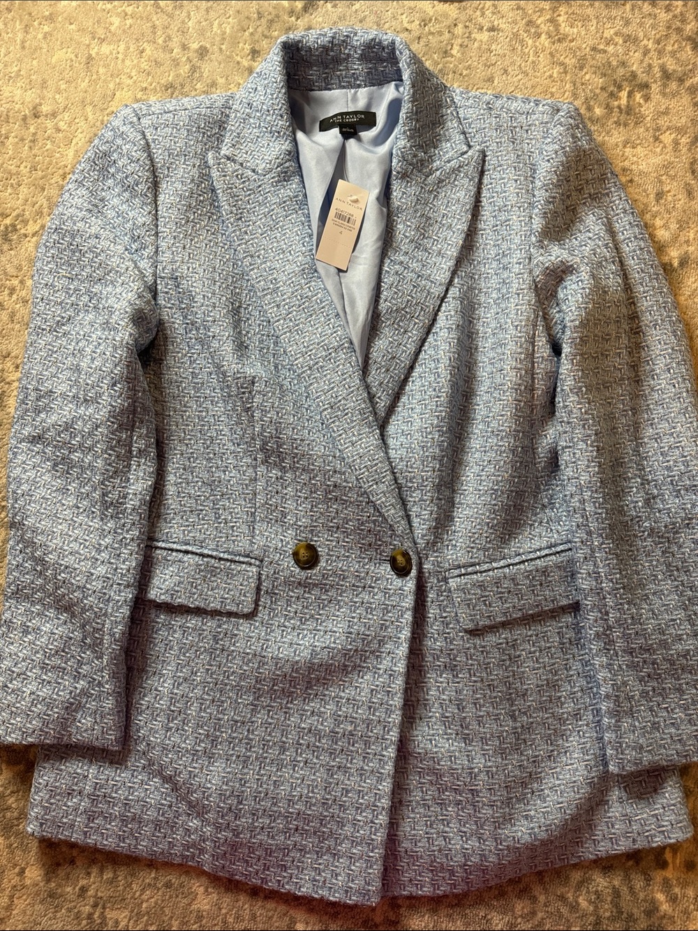 Ann Taylor Textured Double-Breasted Blazer